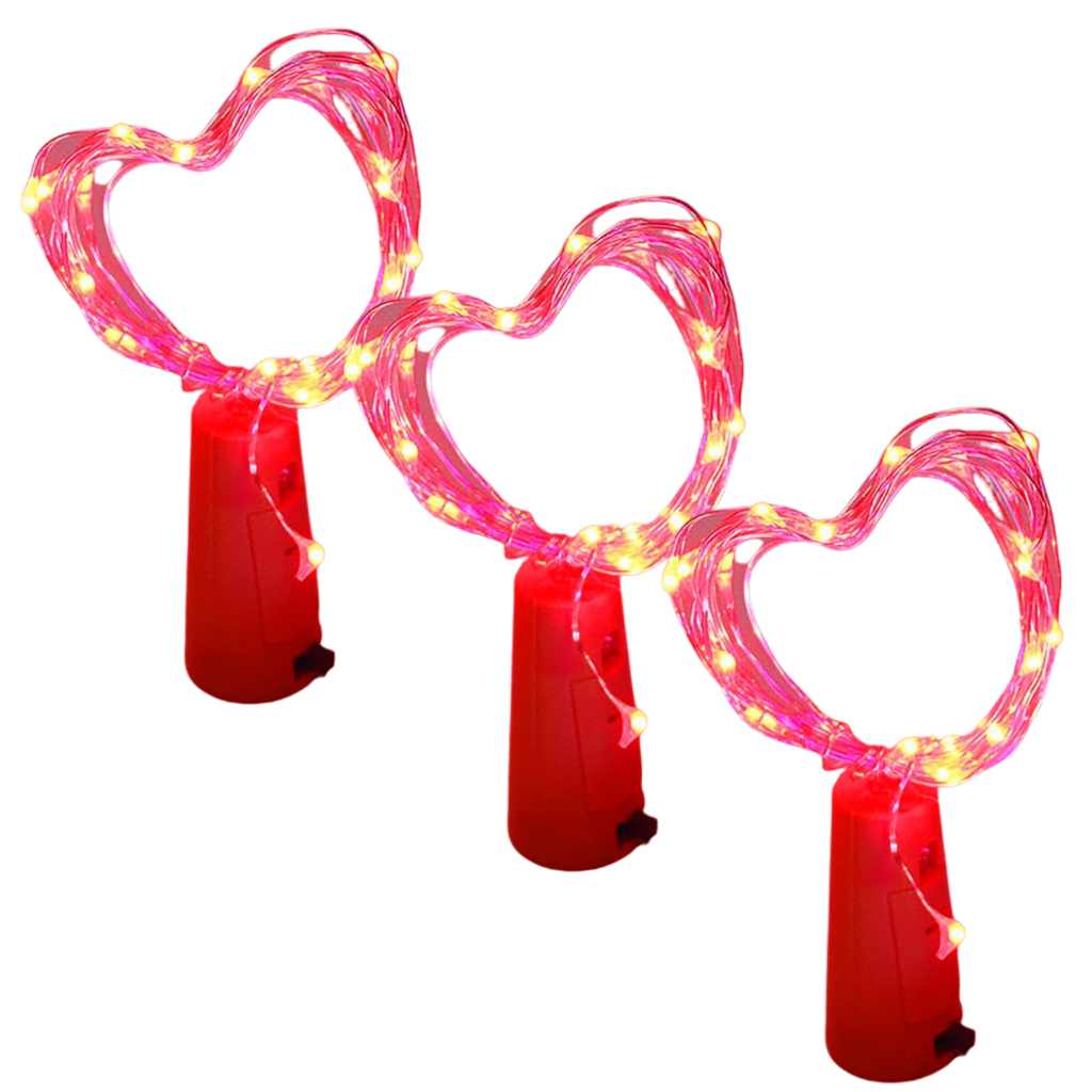 Bottle string LED light with cork (pack of 3) -Red - Ozerty