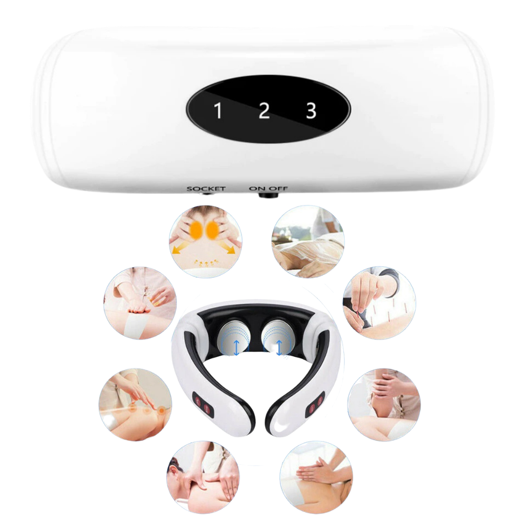 Circular traction neck massager with infrared heating