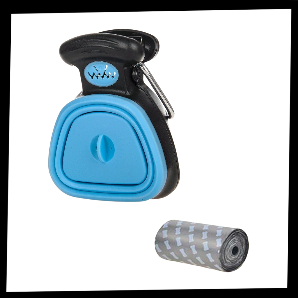 Foldable dog poop scoop with bag dispenser