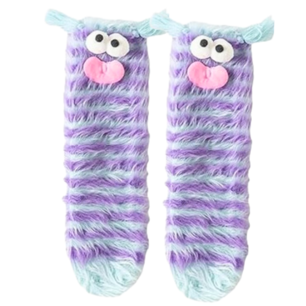 Coral Velvet Funky Socks -Blue Stripes - Ozerty