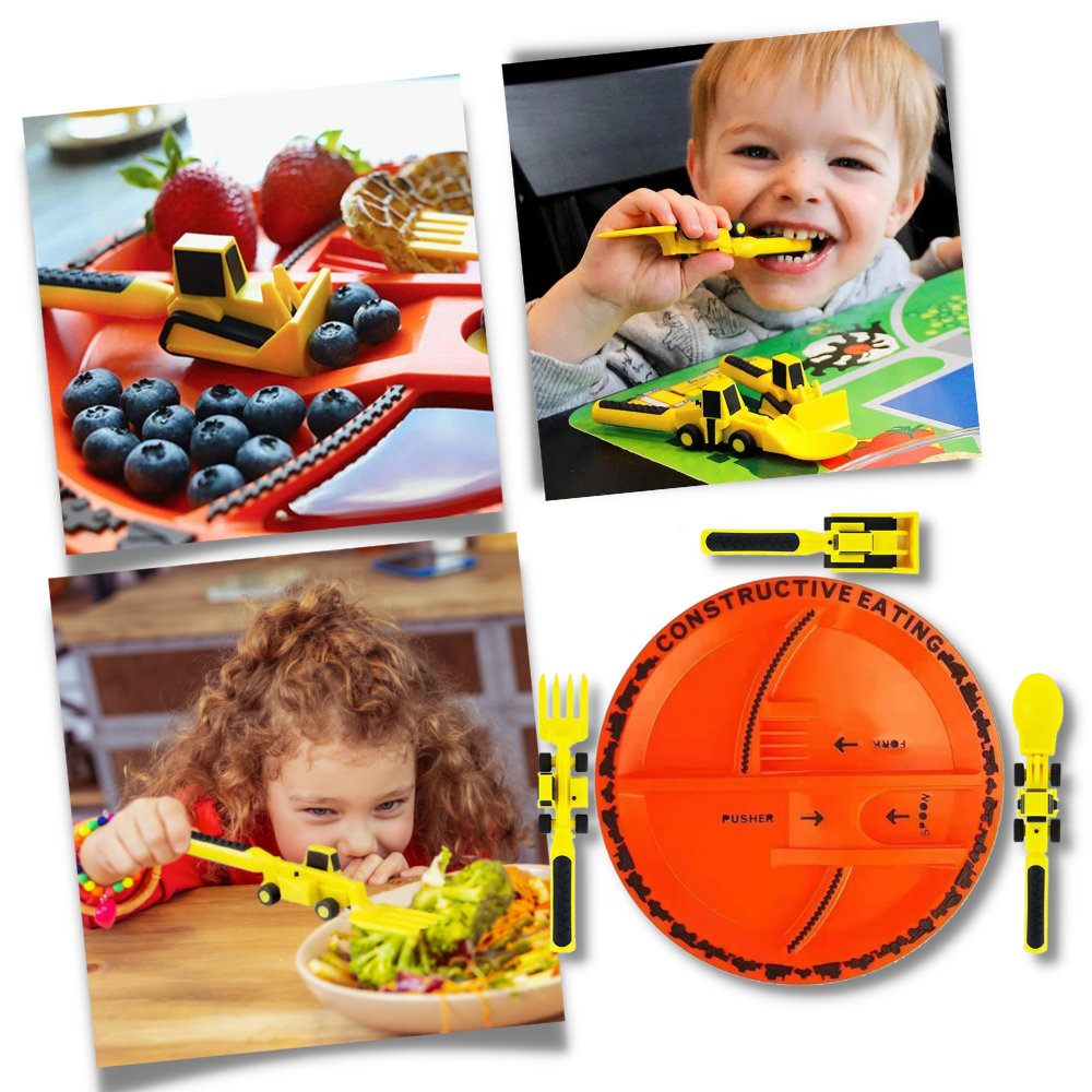 Creative Constructive Eating Plate and Utensils Set - Ozerty