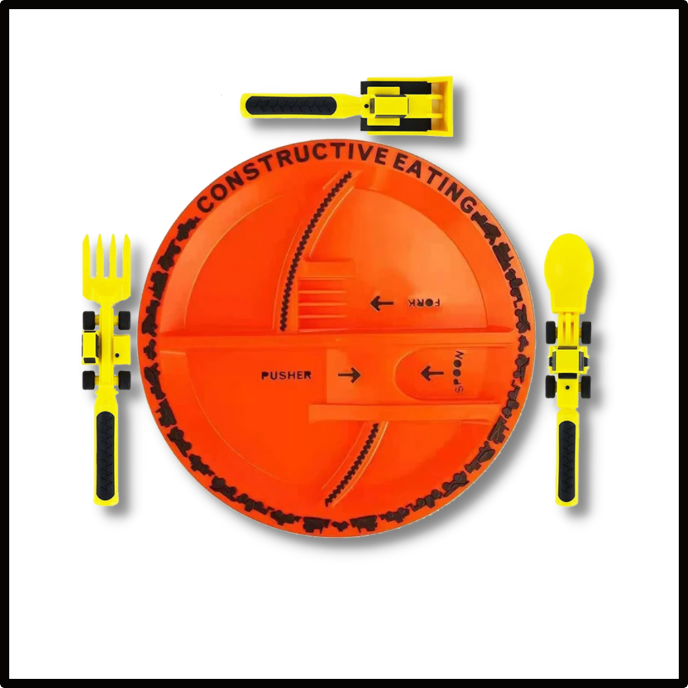 Creative Constructive Eating Plate and Utensils Set - Ozerty