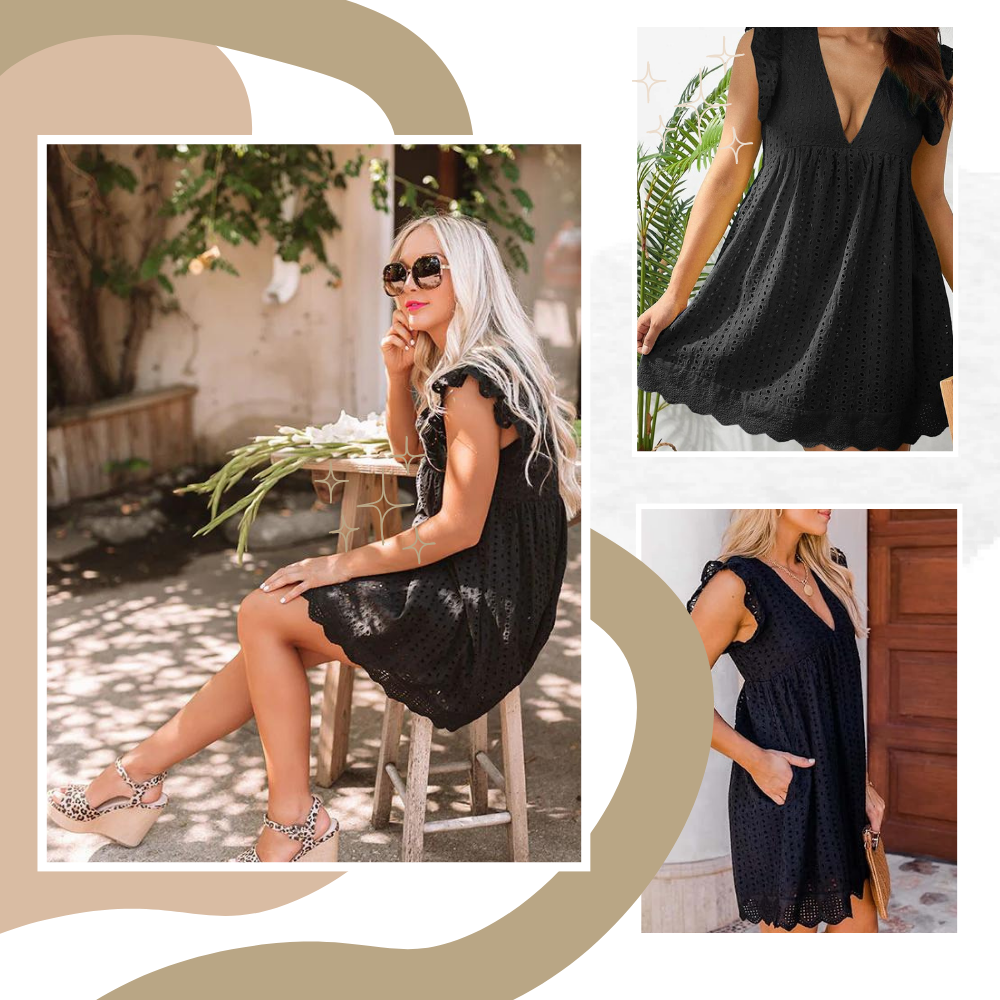 Elegant Broderie Anglaise Dress - Ozerty