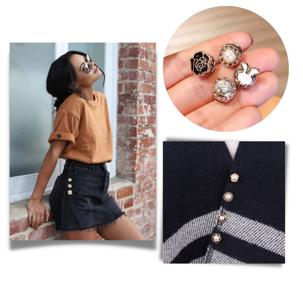 Elegant No-Sew Button Brooch Pins - Ozerty