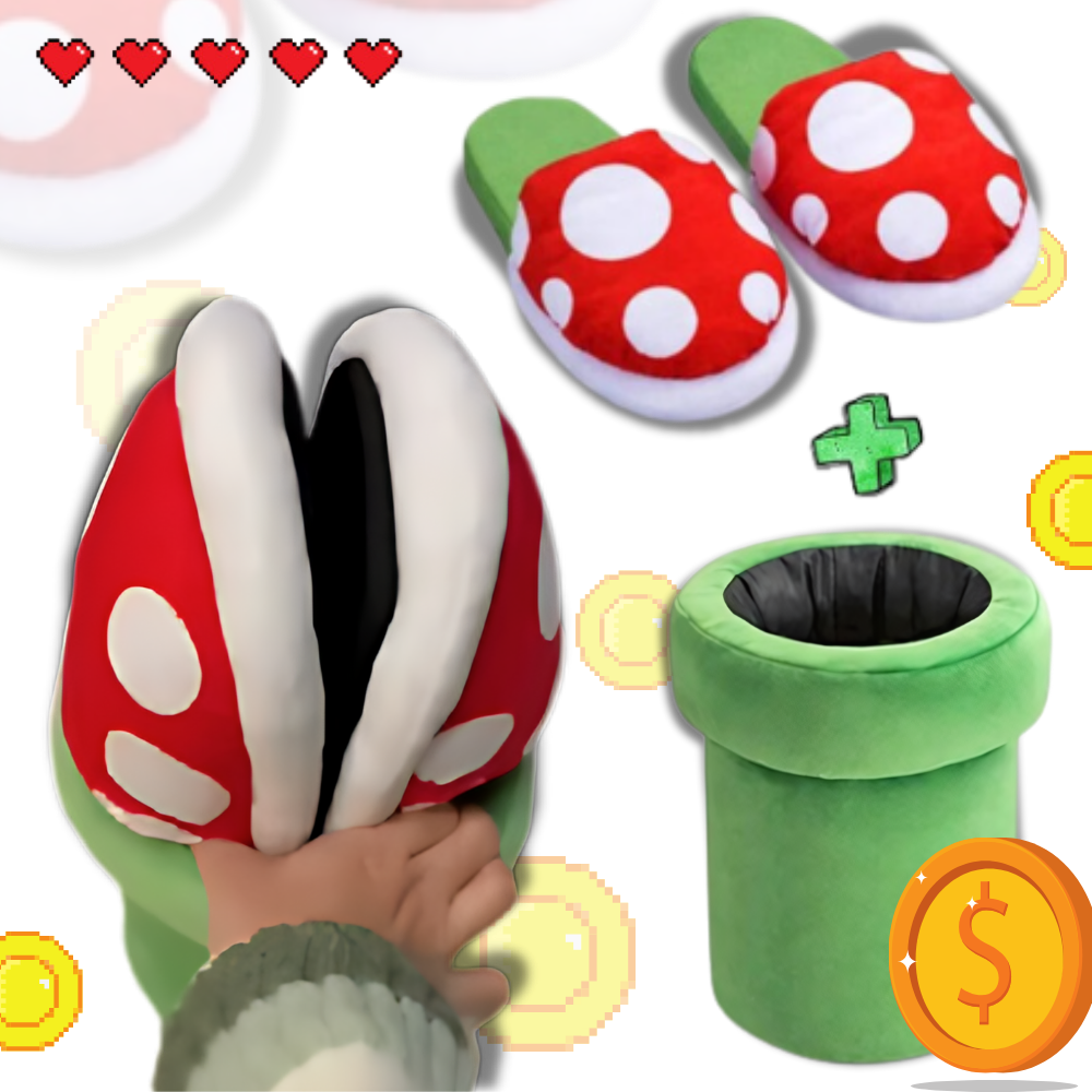 Soft Plush Mario Piranha Plant Slippers - Ozerty
