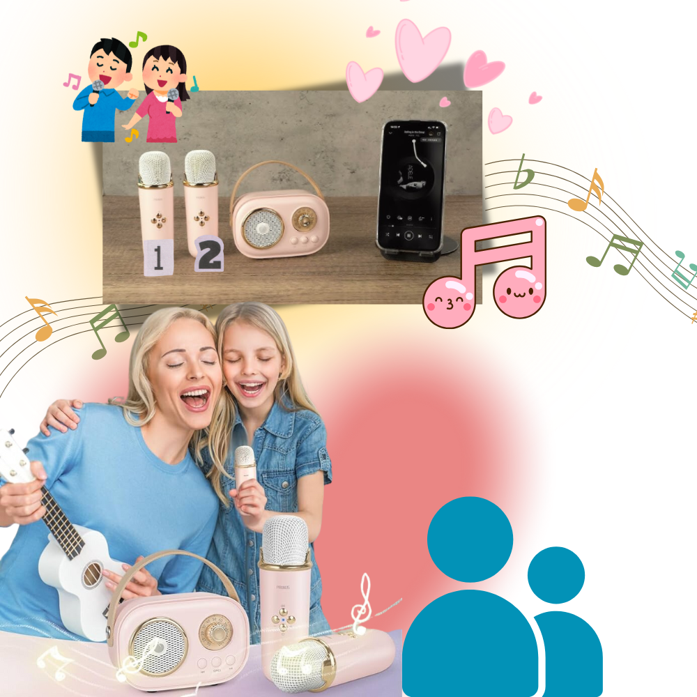 Bluetooth Dual Mic Kids Mini Karaoke - Ozerty