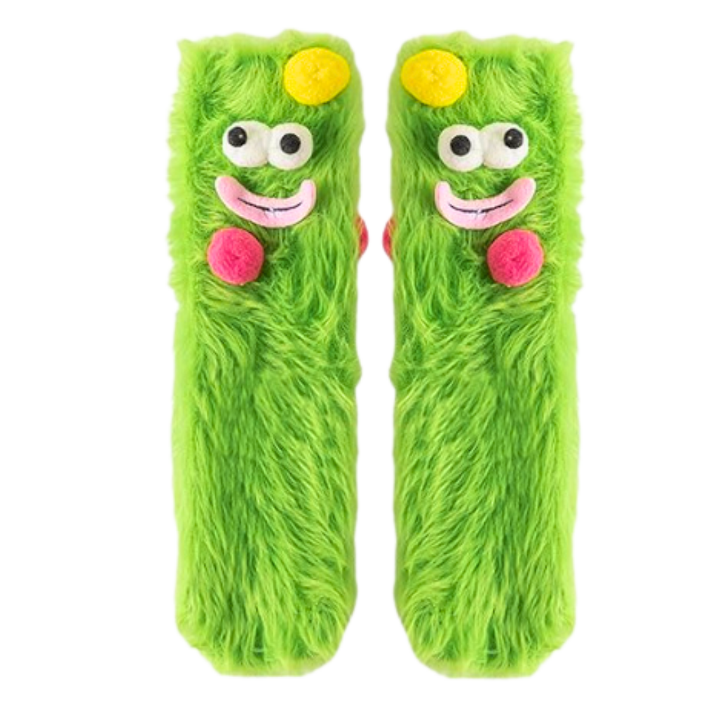 Coral Velvet Funky Socks  -Green - Ozerty