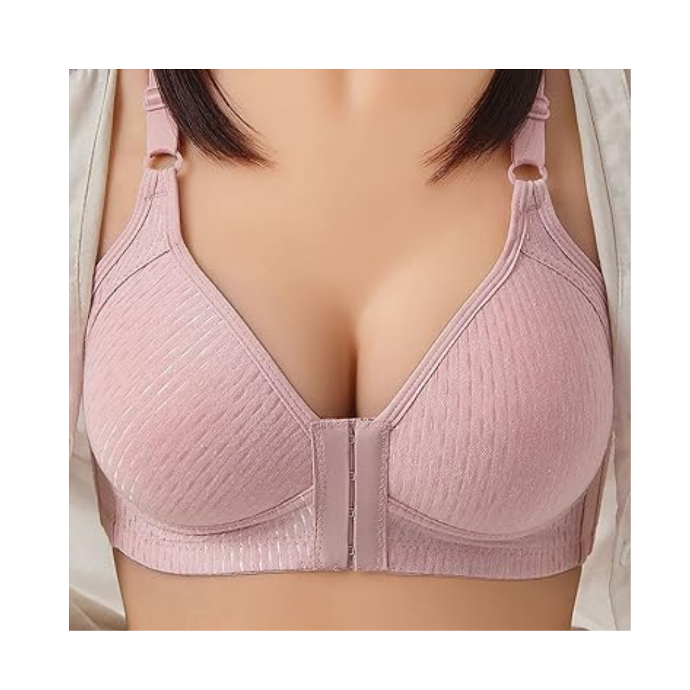 Wireless Plus Size Push Up Bra -Bean Paste  Pique Cotton - Ozerty